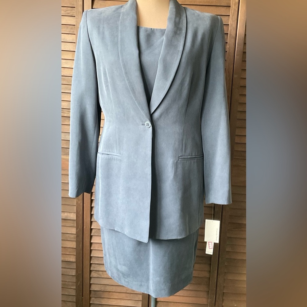 Amanda Smith Dusty Blue Women's Skirt Suit Set
